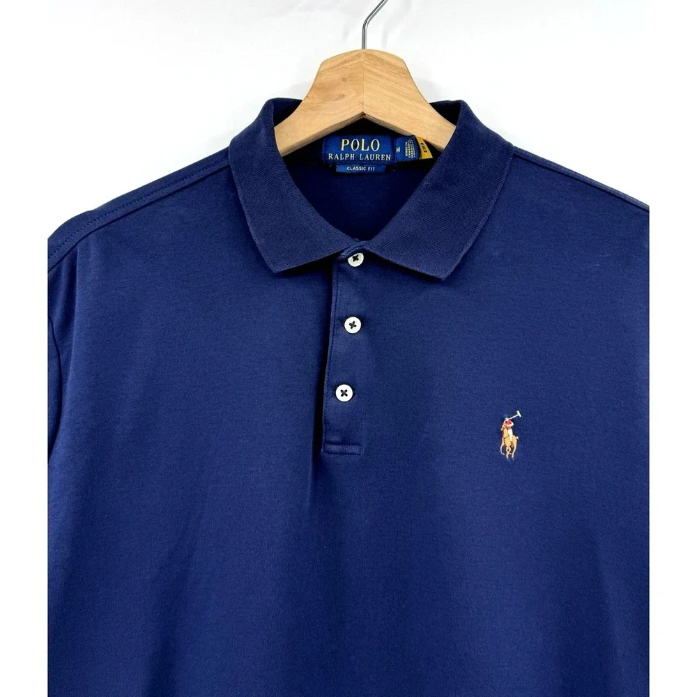 Polo Ralph Lauren Polo Shirt Men's M Blue Classic Fit 100% Cotton Jersey Preppy